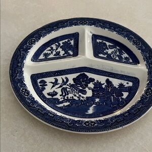 Classic Blue and White Porcelain Divided Plate
